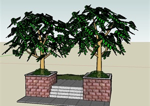 某现代园林树池设计SU(草图大师)模型素材