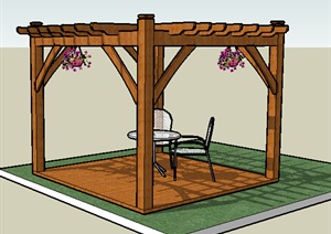 园林景观之户外花架、桌椅设计SU(草图大师)模型