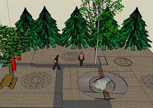 某现代公共广场景观设计SU(草图大师)模型