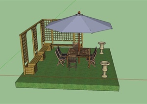 某休息庭院景观设计SU(草图大师)模型