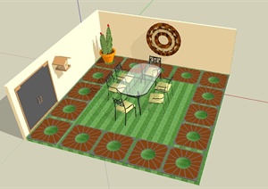 某室外花园餐厅景观设计SU(草图大师)模型