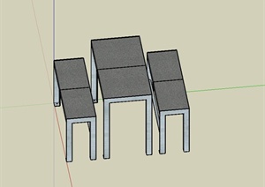 三个凳子设计SU(草图大师)模型