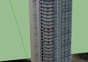 某现代独栋高层住宅建筑设计SU(草图大师)模型