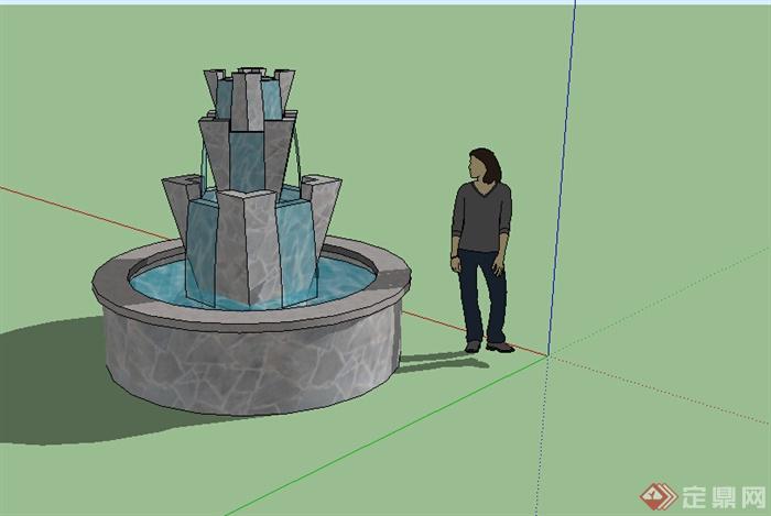 某园林水景喷泉设计SU模型