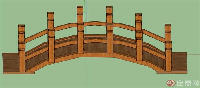 某古典中式木质拱桥SU模型(1)