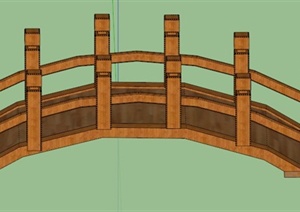 某古典中式木质拱桥SU(草图大师)模型