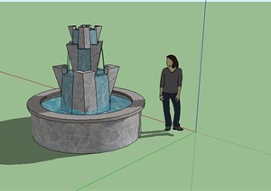 某水景喷泉设计SU(草图大师)模型素材