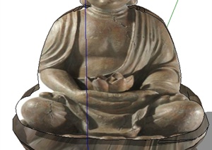 一座佛祖石像雕塑SU(草图大师)模型