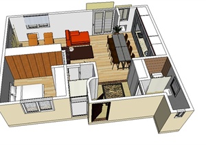 某室内住宅空间设计SU(草图大师)模型