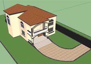 一栋欧式别墅建筑设计SU(草图大师)模型