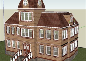 某地欧式风格别墅住宅建筑设计SU(草图大师)模型