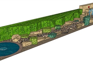 园林景观之自然式溪流水景水景SU(草图大师)模型