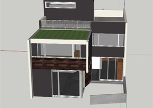 某现代两层公寓建筑SU(草图大师)模型
