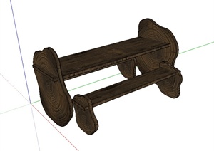 园林景观之木质桌椅设计SU(草图大师)模型