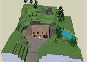 某两层乡村住宅景观设计SU(草图大师)模型