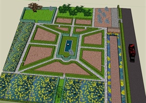 某欧式公共广场景观设计SU(草图大师)模型