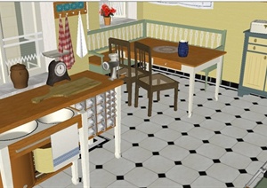 某住宅厨房装饰设计SU(草图大师)模型