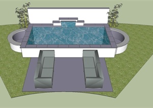 园林景观水池设计SU(草图大师)模型