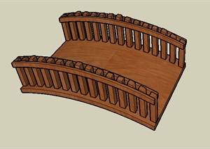 某园林景观节点木制园桥SU(草图大师)模型