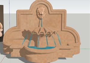 某古典中式喷泉SU(草图大师)模型