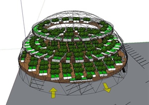 某圆顶花园景观设计SU(草图大师)模型
