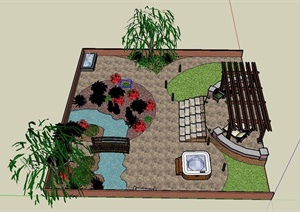 某庭院景观设计SU(草图大师)精致模型