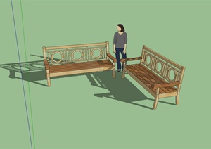 某中式庭院凳设计SU(草图大师)模型