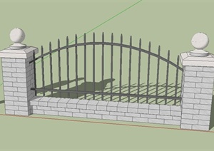 某围栏景观设计SU(草图大师)模型1