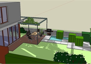 某住宅外庭院花园景观设计整体SU(草图大师)模型