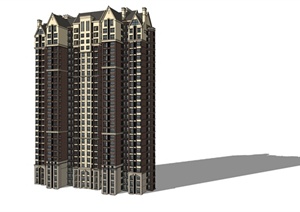 某高层英伦住宅建筑设计SU(草图大师)模型