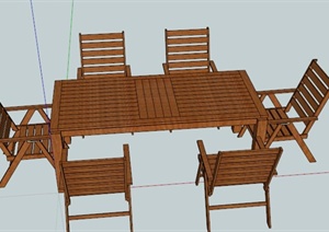 某现代木质一整套桌椅SU(草图大师)模型