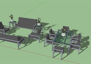一套室内桌椅设计SU(草图大师)模型