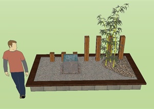 某公园景观节点种植池组合景观SU(草图大师)模型
