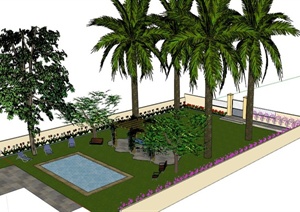 某现代庭院景观设计SU(草图大师)模型