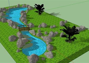 某公园水体景观设计SU(草图大师)模型