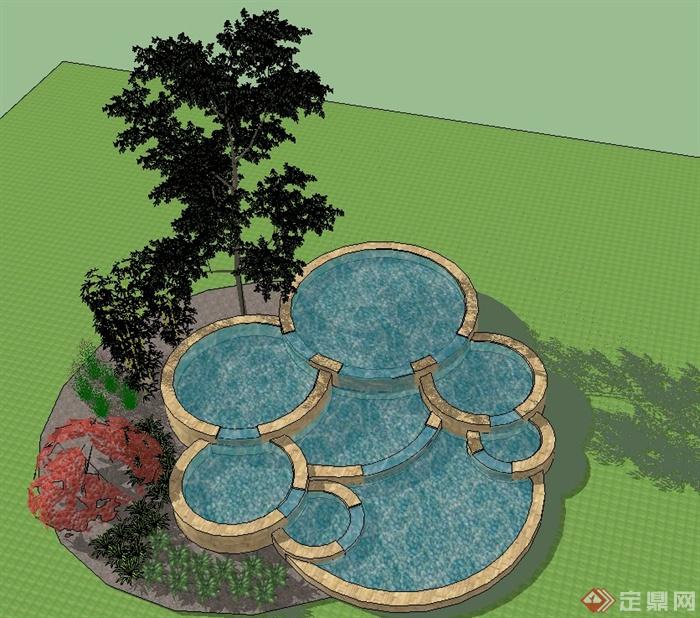 某特色水池景观设计SU模型(1)