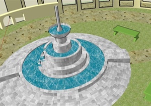 某欧式景观喷泉设计SU(草图大师)模型