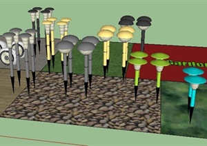 多个现代园林景观花园灯SU(草图大师)模型
