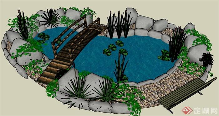某花园水体景观设计SU模型(1)