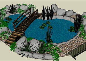 某花园水体景观设计SU(草图大师)模型