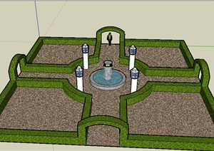 某欧式庭院花园景观设计SU(草图大师)模型