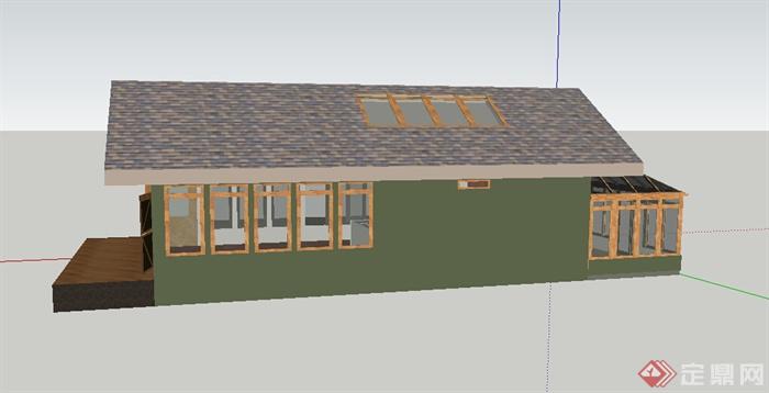 某1层别墅建筑设计SU模型(1)