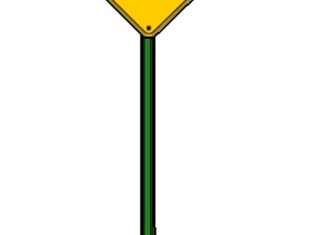 一块大车道路标志牌SU(草图大师)模型