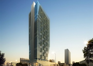 某高层商业建筑大厦设计效果图PSD格式