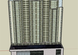 某小高层住宅楼建筑设计SU(草图大师)模型