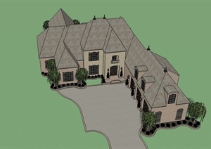 某私家别墅建筑设计SU(草图大师)模型（1）