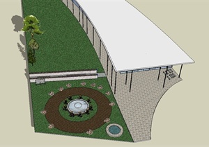 某庭院绿地景观设计SU(草图大师)模型