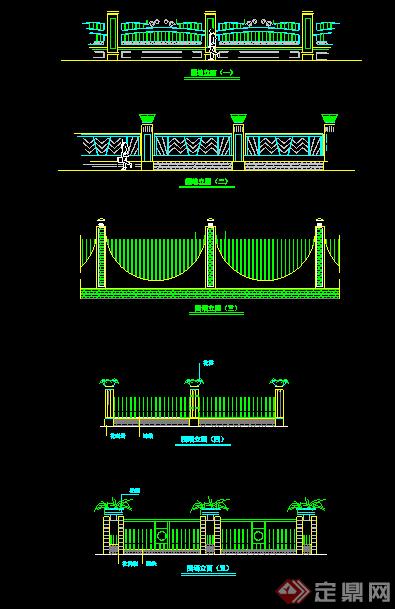 园林景观之铁艺栏杆设计施工图（dwg格式）(1)