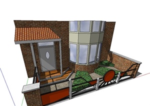 某居住后院庭院设计SU(草图大师)模型