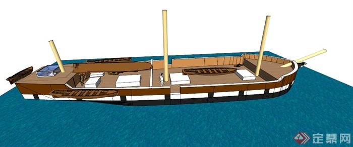某欧式大型木质船只SU模型(1)